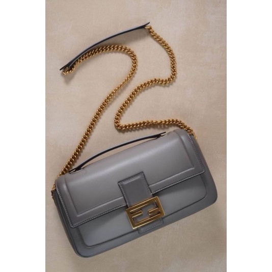 Fendi Small Baguette Chain Shoulder Bag In Grey Graudated Shades