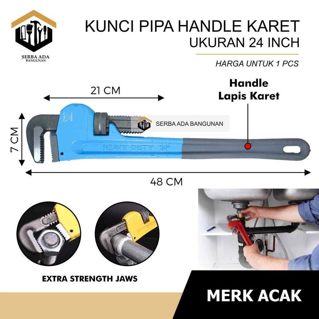 KUNCI PIPA / PIPE WRENCH GAGANG KARET KUALITAS BAGUS MURAH