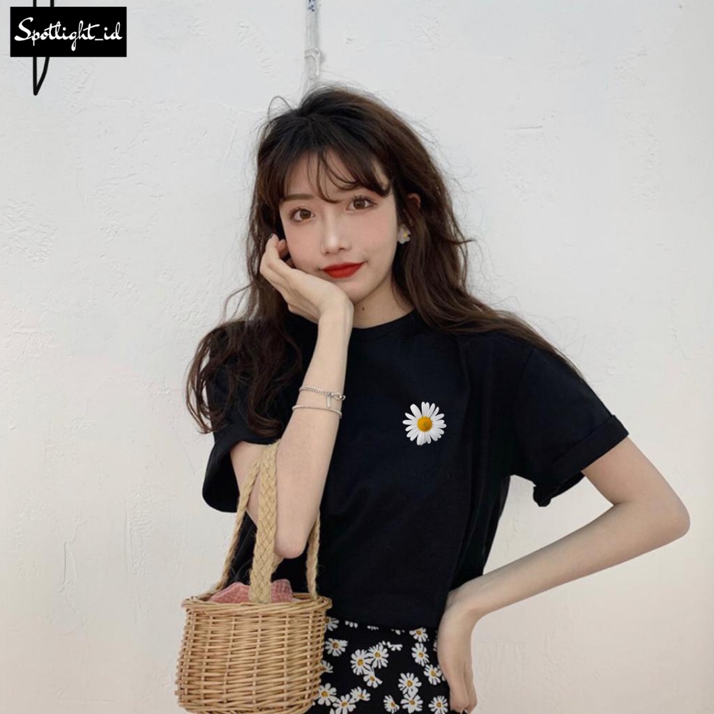 SPOTLIGHT_ID - BAJU KAOS WANITA BUNGA MATAHARI SUNFLOWER KATUN COMBED 30S T-SHIRT CASUAL WANITA PRIA