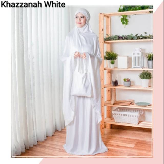 Khazzanah White Mukena Putih Polos Mukena Tazkia Mukena Murah Mukena Adem Mukena Dewasa