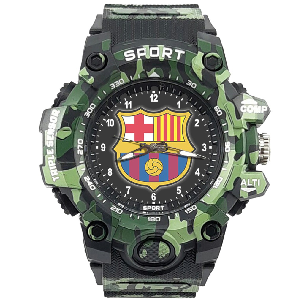 (ISTIMEWA BOSSQUE) JAM CUSTOM BARCELONA STRAP ARMY - 5 Warna