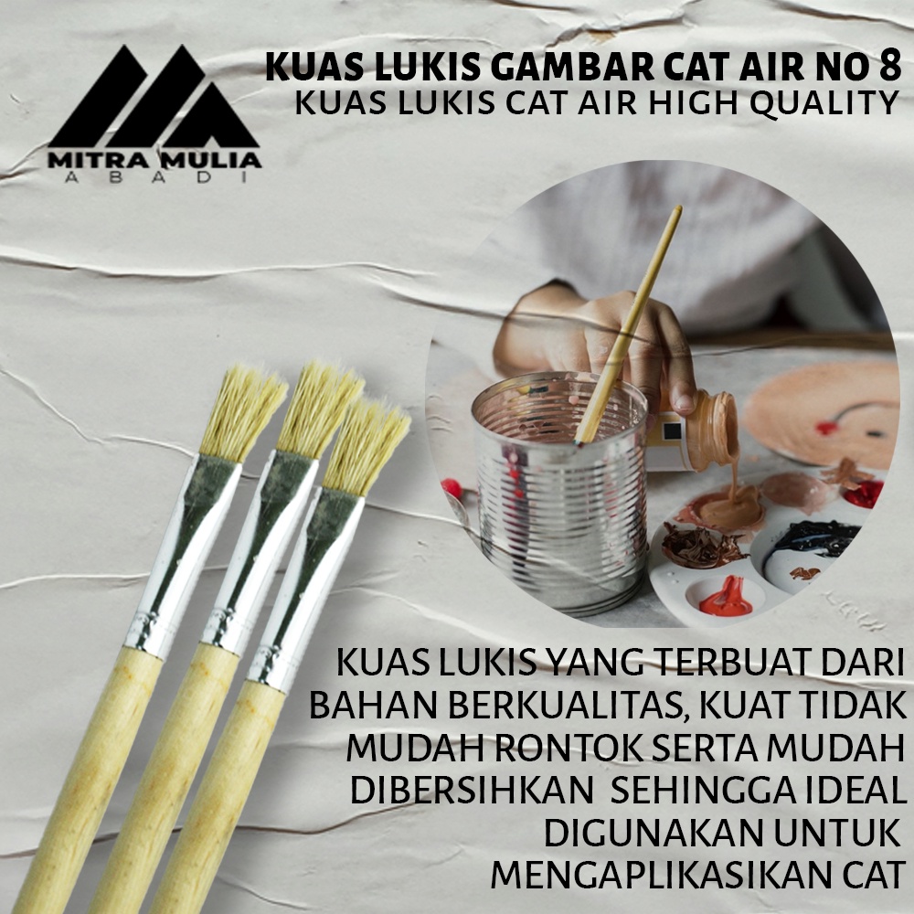 Kuas Lukis Putih No. 8 l Koas Gambar Lukis Cat Air Model Eterna