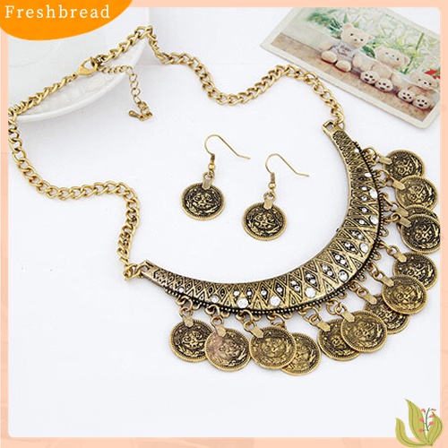 Fresh| Set Perhiasan Kalung Choker Anting Kait Gaya Vintage Untuk Wanita