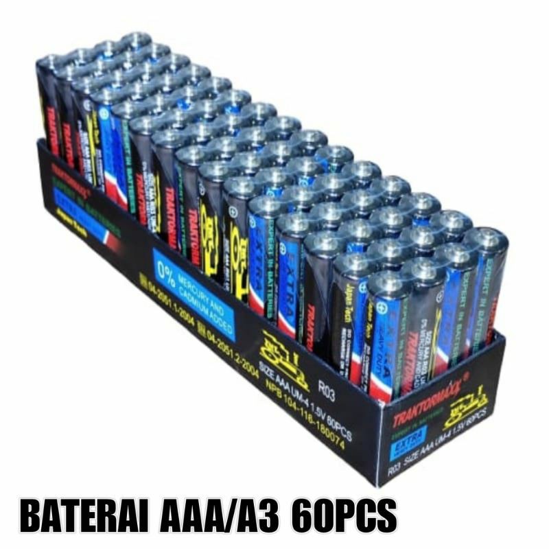 Batu Baterai AAA Murah 60 pcs PACK 1.5v Baterry Super Heavy Duty 1.5 v 1,5v