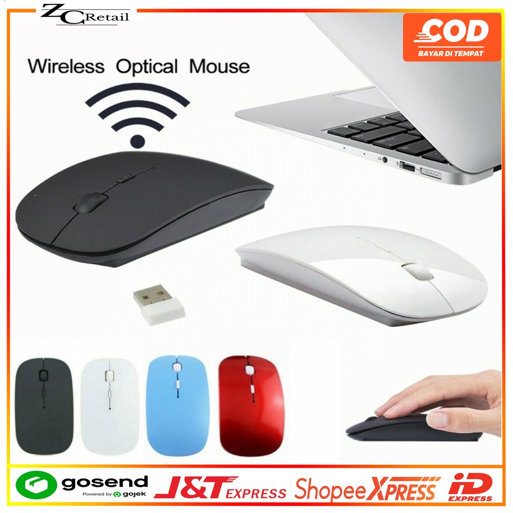 mouse wireless tanpa kabel super slim 4d USB 2 4 GHZ Optical Model pc laptop komputer