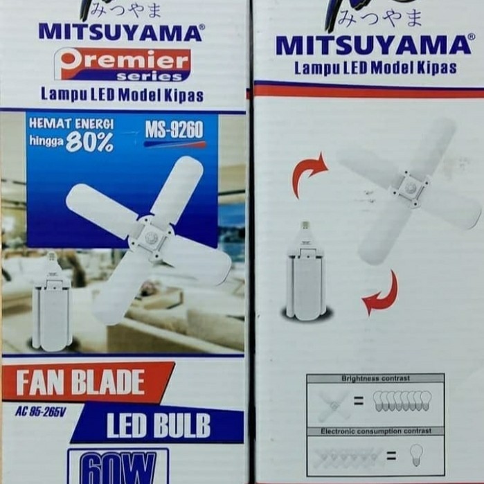 BOHLAM LAMPU LED MS-9260 RL-9360 MODEL KIPAS 4 BALING 60WATT