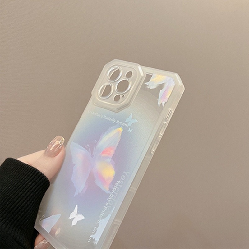 Soft Case Pelindung Kamera Bahan TPU Silikon Desain Kupu-Kupu Untuk iPhone 13 12 11 Pro Max X XR Xs Max 7 8 6s 6 Plus SE 2020