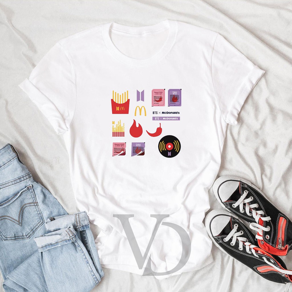 kaos bts x mcd  mc donald / baju army bts big hit entertainment / jumbo / tshirt tee / oversized tee