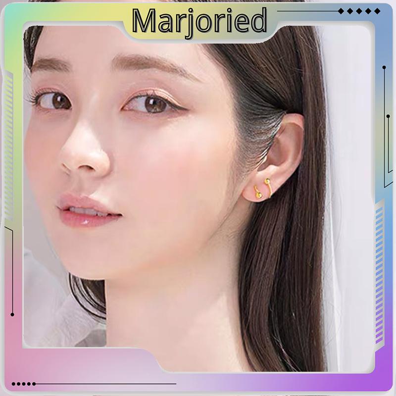 1 Pasang Anting-Anting Sederhana Baru Kepribadian Wanita Minoritas Double Spiral Ear Studs-MJD