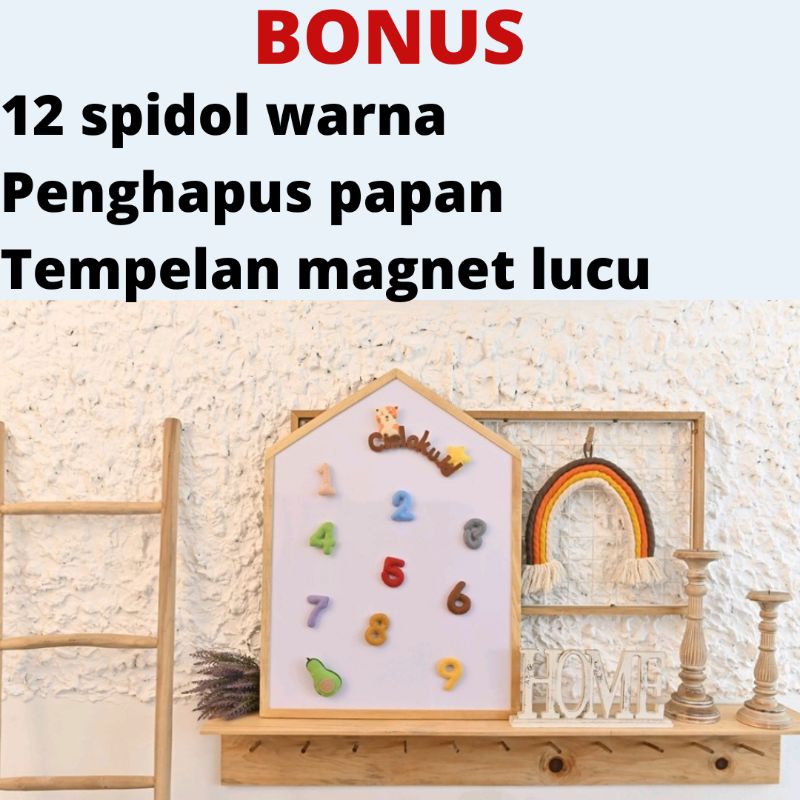 

Papan Tulis Magnetik Anak / kids magnetic 2 in 1 Whiteboard blackboard bentuk rumah (CASA)