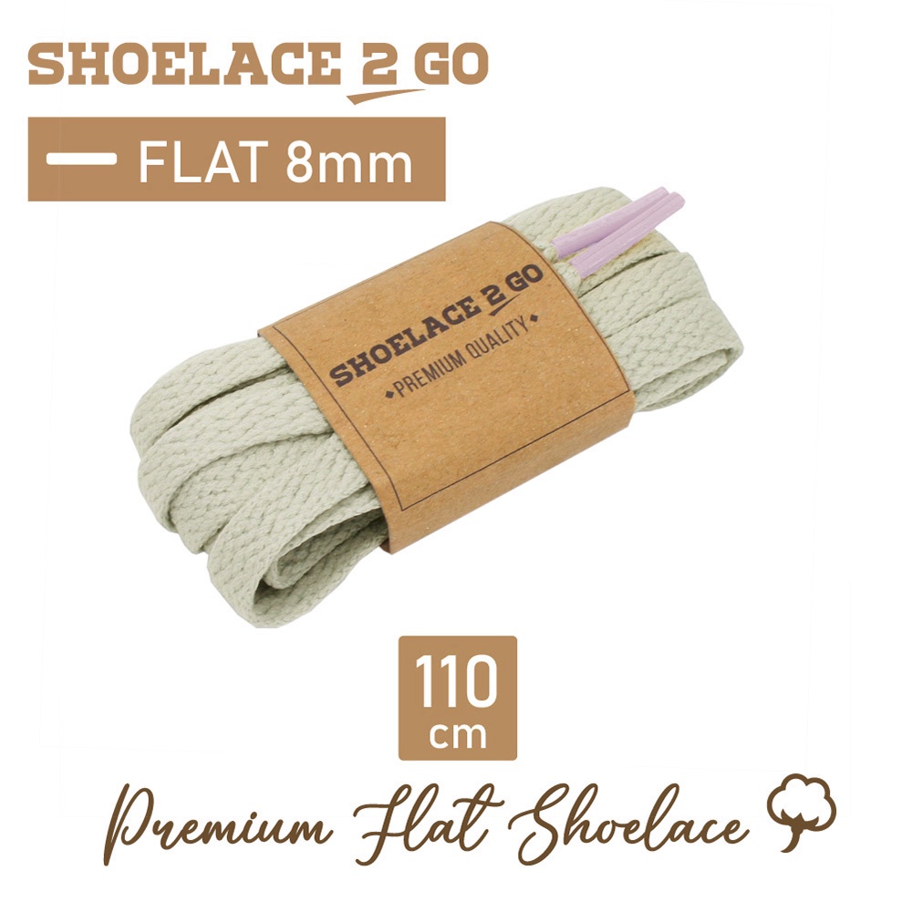 SHOELACE 2 GO PREMIUM TALI SEPATU GEPENG PIPIH FLAT A2 - OFF WHITE WITH PINK TIPS - 110CM