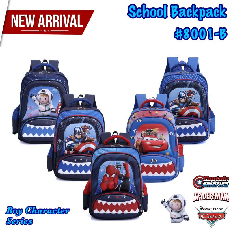 8001-B School Backpack Boy Character