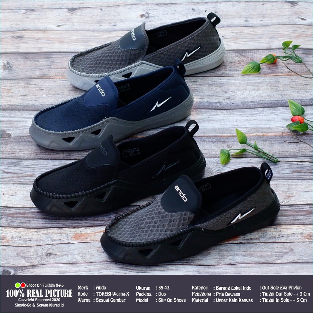  SEPATU  SLIP ON COWOK  DEWASA ANDO  TOKEBI 39 43 Shopee 