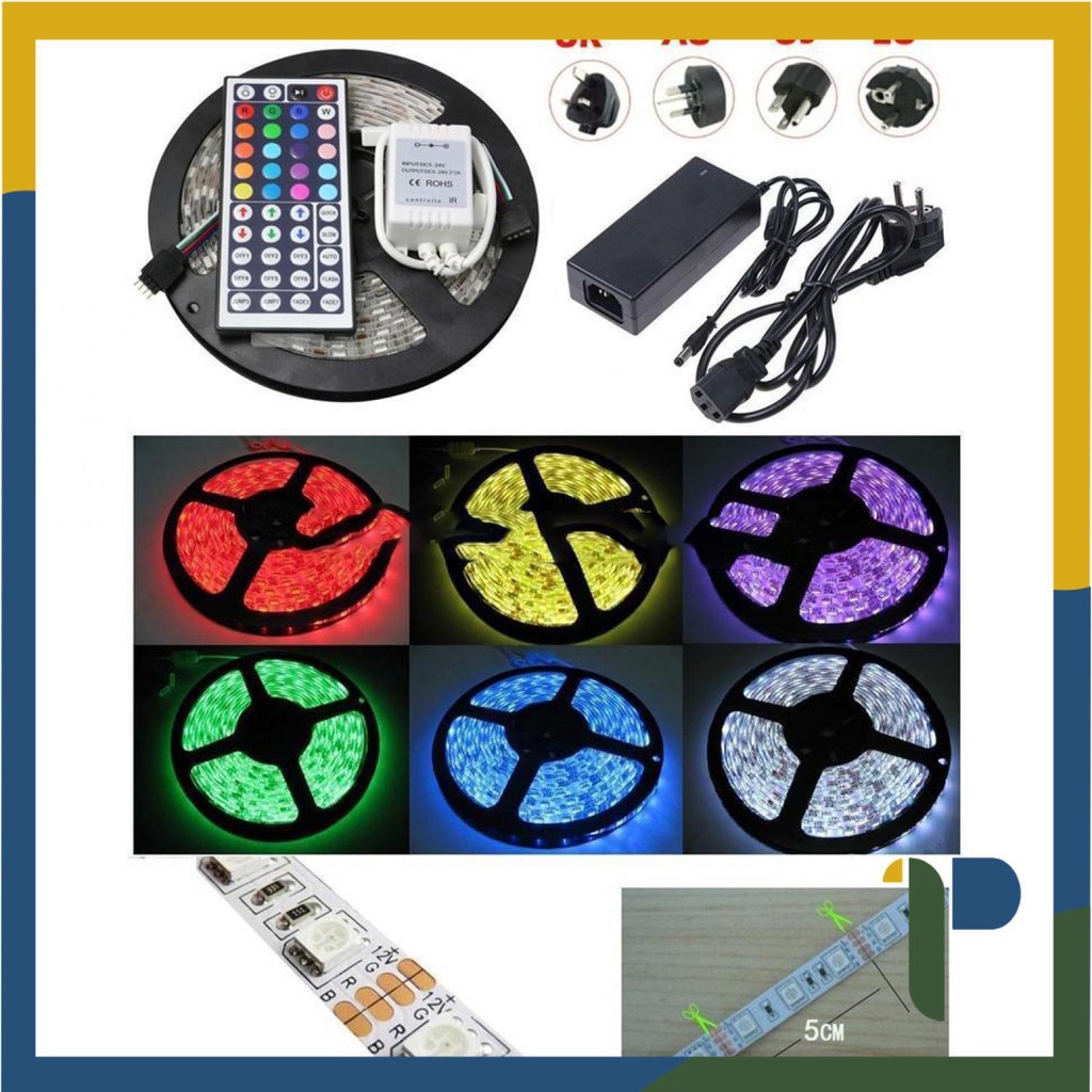 [TERMURAH] Led Strip Flexible Light Waterproof 5050 RGB 5M with Remote [PONG15],