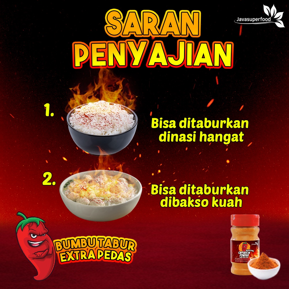 Bubuk Cabe Super Pedas / Bubuk Cabe Pedas / Cabe Bubuk / Bubuk Cabai Kering / CAPSAICIN 50G BOTOL