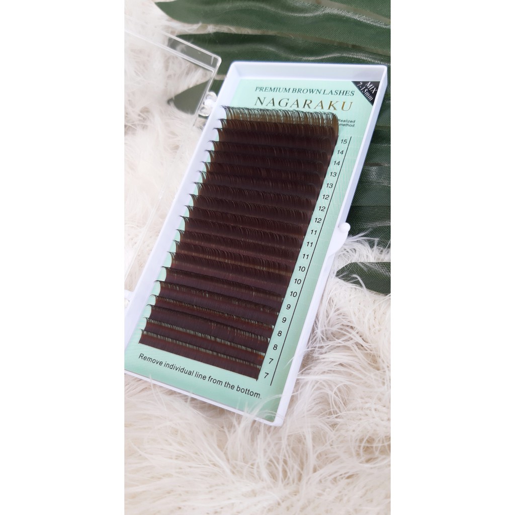 Nagaraku Premium Brown Lash Mix Size / BULU mata palsu warna coklat