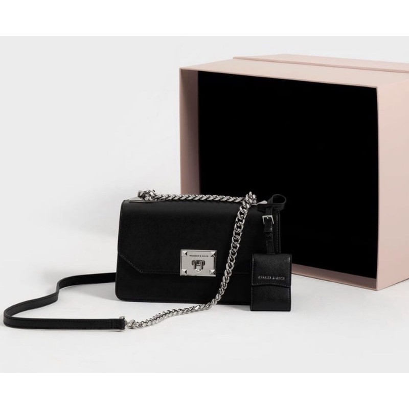 TAS WANITA C999 CK METAL PUSH LOCK CROSSBODY BAG WITH GIFT BOX