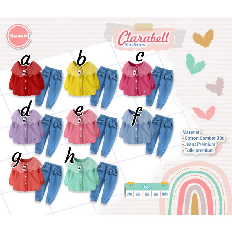 Ready Set Jeans Clarabell by Blooms.id 2-10T | Set Jeans Anak Perempuan
