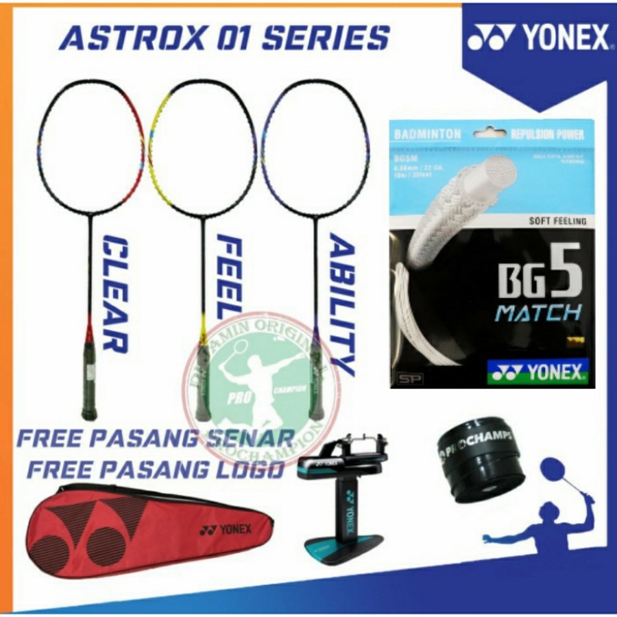 Jual Raket Badminton YONEX ASTROX 01 CLEAR / FEEL / ABILITY FREE SENAR ...