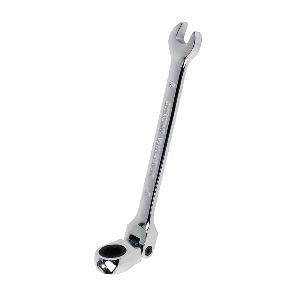 Kunci Pas Dual Head Flexible Head 8 - 10mm Combination Ratchet Wrench - Silver