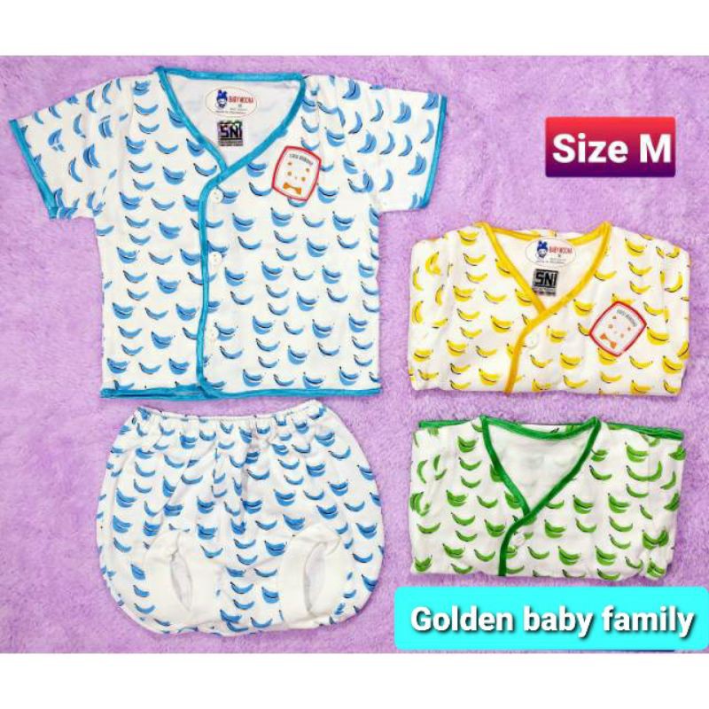 3 Pcs Setelan Pendek Baby Mocha Size M (0-6 m)