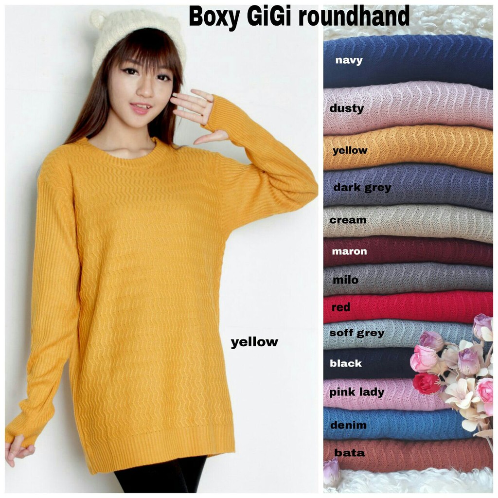 [Boxi gigi RH RO] Blouse Wanita Rajut Varian Warna