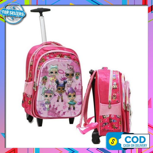 (Trm) Tas Trolly Tas Roda 1330 Anak Perempuan Gambar Frozen,Lol,Sofia, Tas Trolley Sd Motif Lol Be