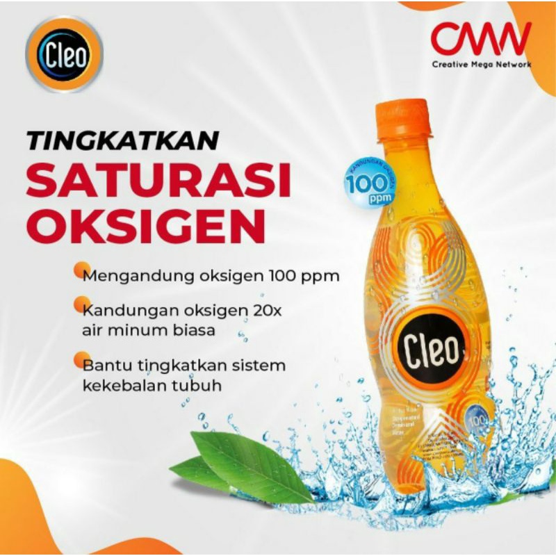 Cleo Oxygenated Water 100 ppm | Cleo Oxygen Water | Cleo Air Oksigen Air Minum dengan kandungan Oksi