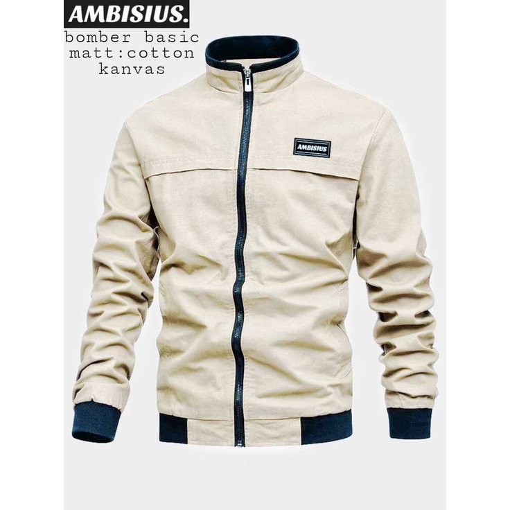 Jacket Bomber Pria Cream Coksu | Jaket Pria | Bomber Jaket Canvas Good Quality