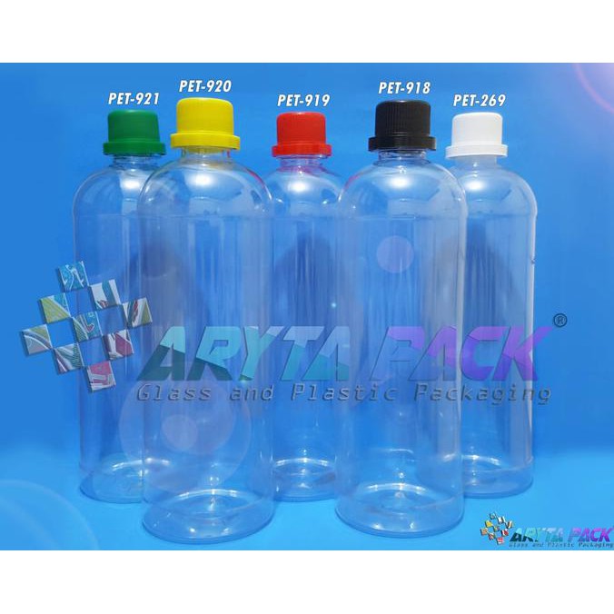 Pet918. Botol Plastik 1 Liter Pet Labor Tutup Segel Hitam