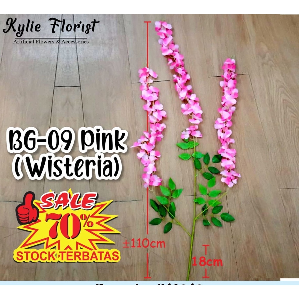 

bunga wisteria artificial dekorasi satu batang