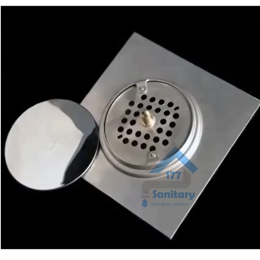 Saringan Got Injak 4 inch Stainless Murah SG88/D37-Floor Drain Foot Push Tekan Strainer Pembuangan air Anti Kecoa