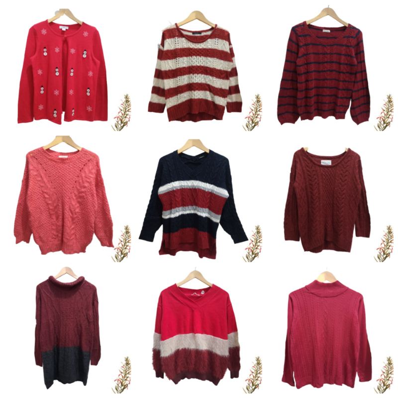 SWEATER RAJUT RED EDITION UNIQLO KEPANG CABLE
