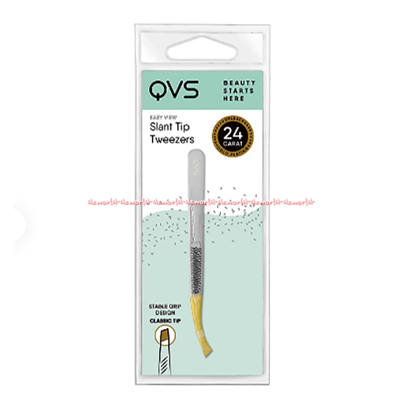 Qvs Slent Tweezer Easy View Tip 24Carat Pingset Cabut Bulu Bahan Stainless Steel Gold Qveest Twee Zer