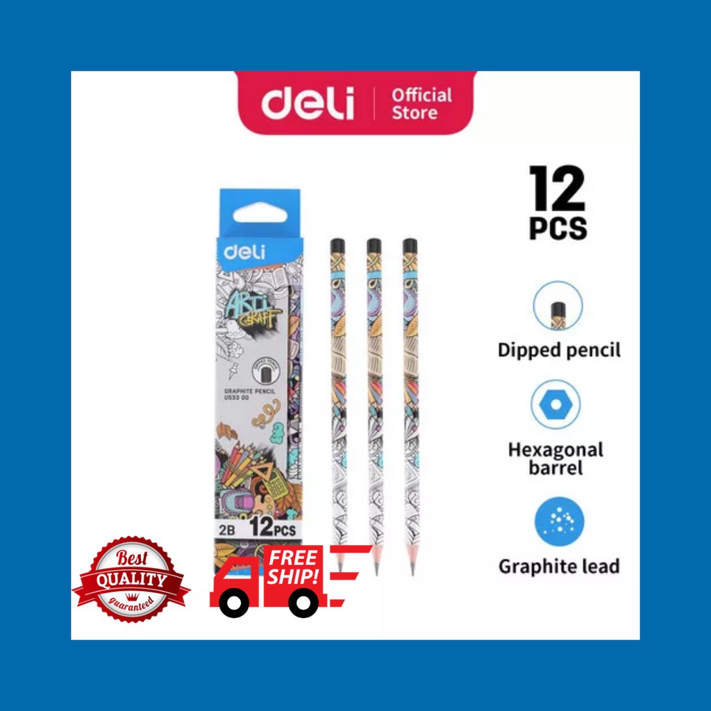 

Deli Pensil Kayu Graphite Pencil 2B EU53300
