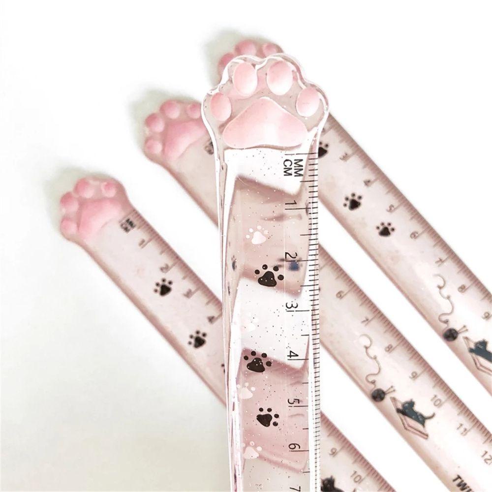 Penggaris Lurus Agustina Kawaii Lucu 15cm Plastik Hadiah Anak Lukisan Cats Claw Ruler