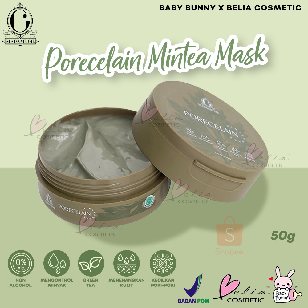 ❤ BELIA ❤ MADAME GIE Porecelain Mintea Mask - Masker Pori Pori Kecil Minimalis Bebas Jerawat | Clay Mask | BPOM