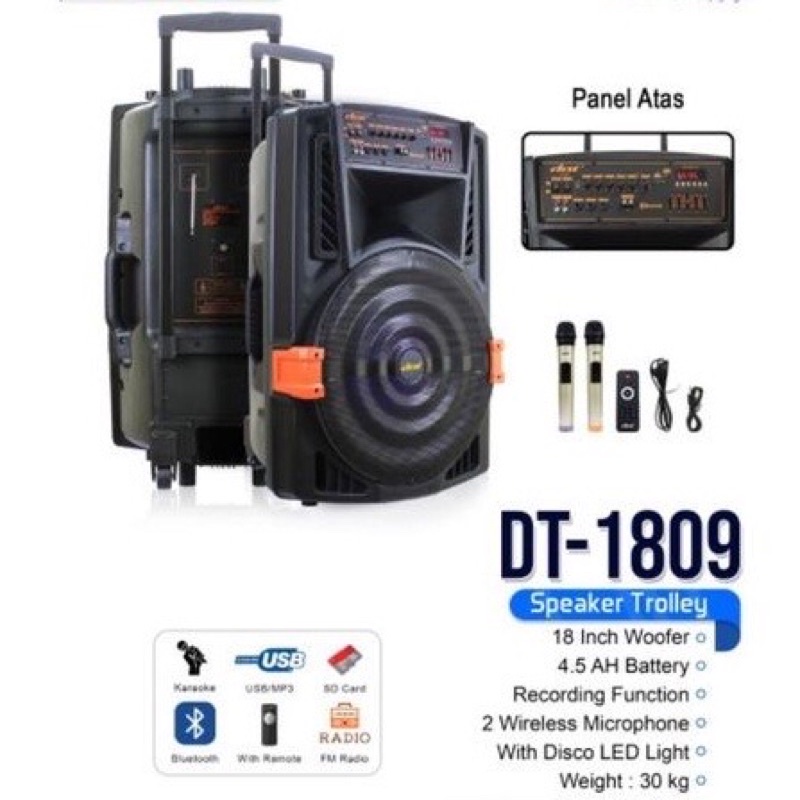 Speaker DAT Trolley Super Bass DT 1809 Maxi