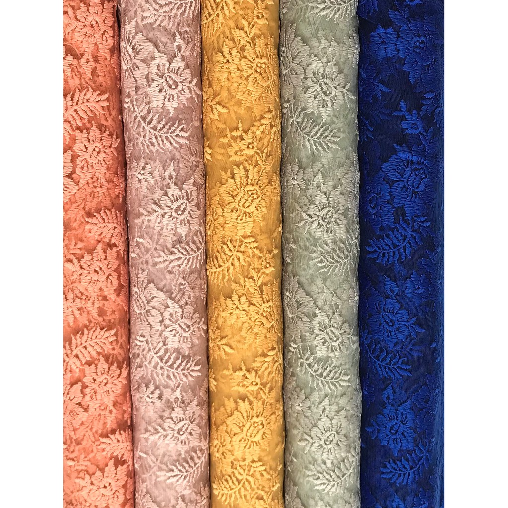 Kain Kebaya BRUKAT/BROKAT TILE/TULLE PERANCIS motif Aster 1/2 meter