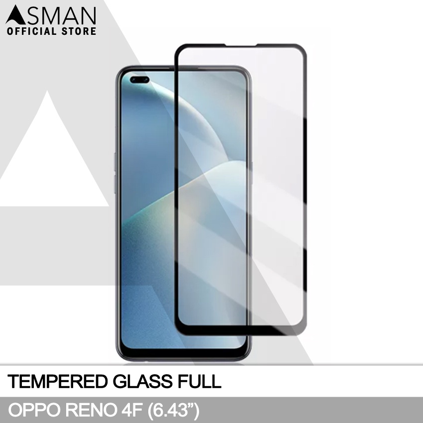 Tempered Glass Full OPPO Reno 4 F (6.43&quot;) | Anti Gores Kaca - Hitam