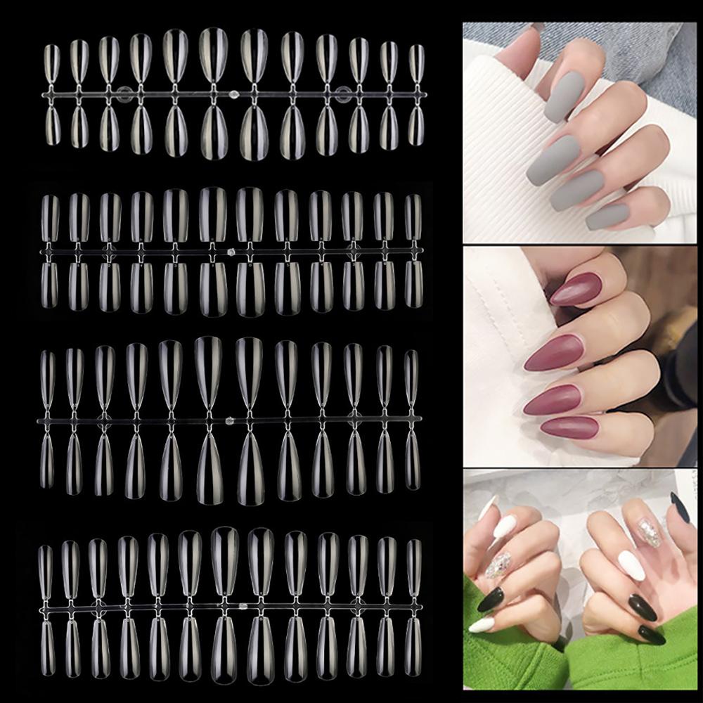 Mxbeauty Kuku Bentuk Ganda Transparan504 /480Pcs Ada Lipatan Manicure Quick Building Mold Tips Penutup Penuh Peti Mati Kuku Palsu