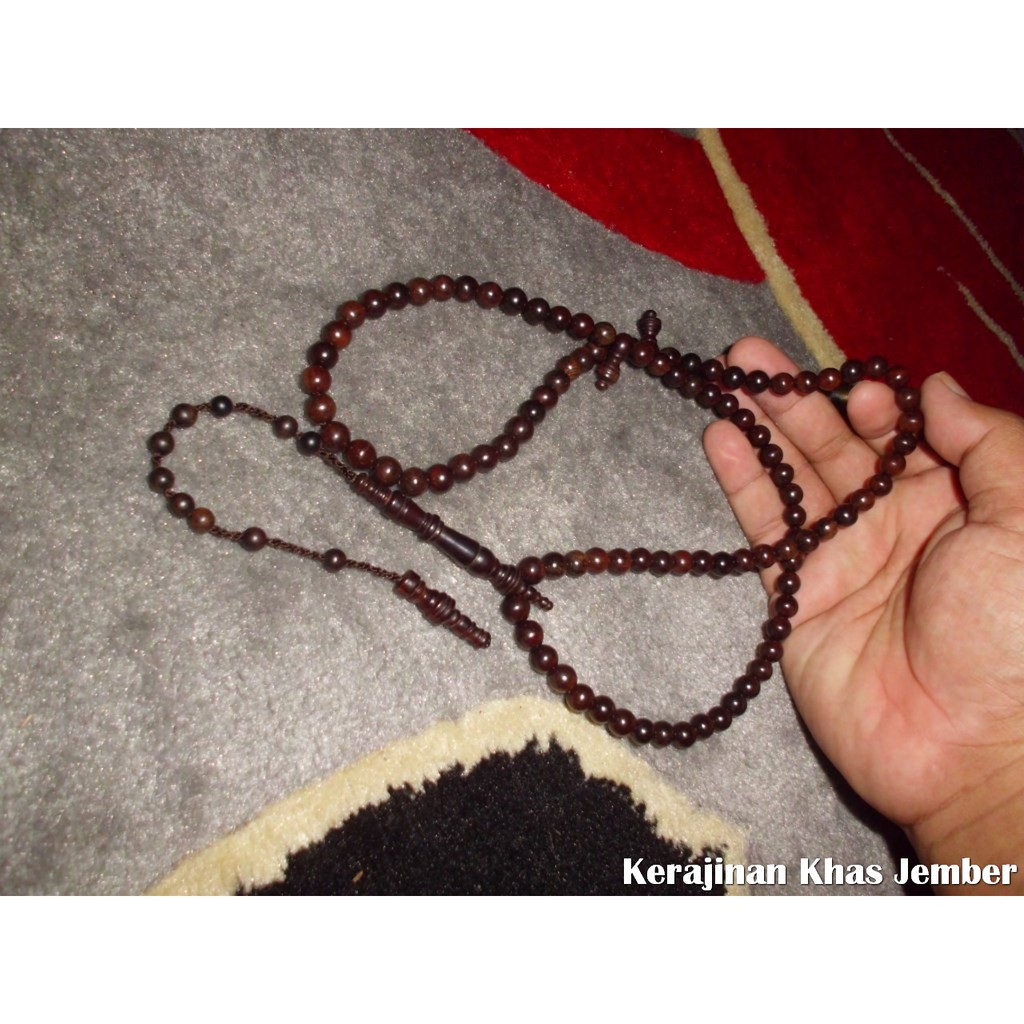 Tasbih Muslim Kayu Stigi Darat Wulung 99 Biji 9 mm