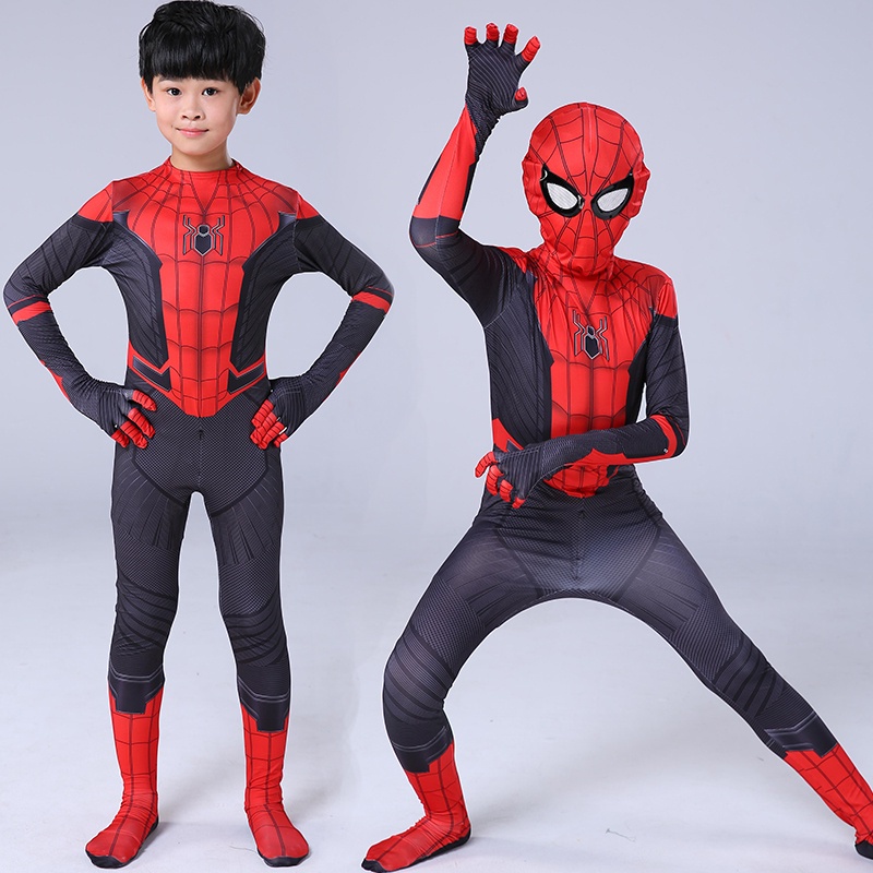 Import Cos game suit Asli Kostum Spiderman Anak Real Superhero The Avengers Cosplay Costume 3-12 Tahun