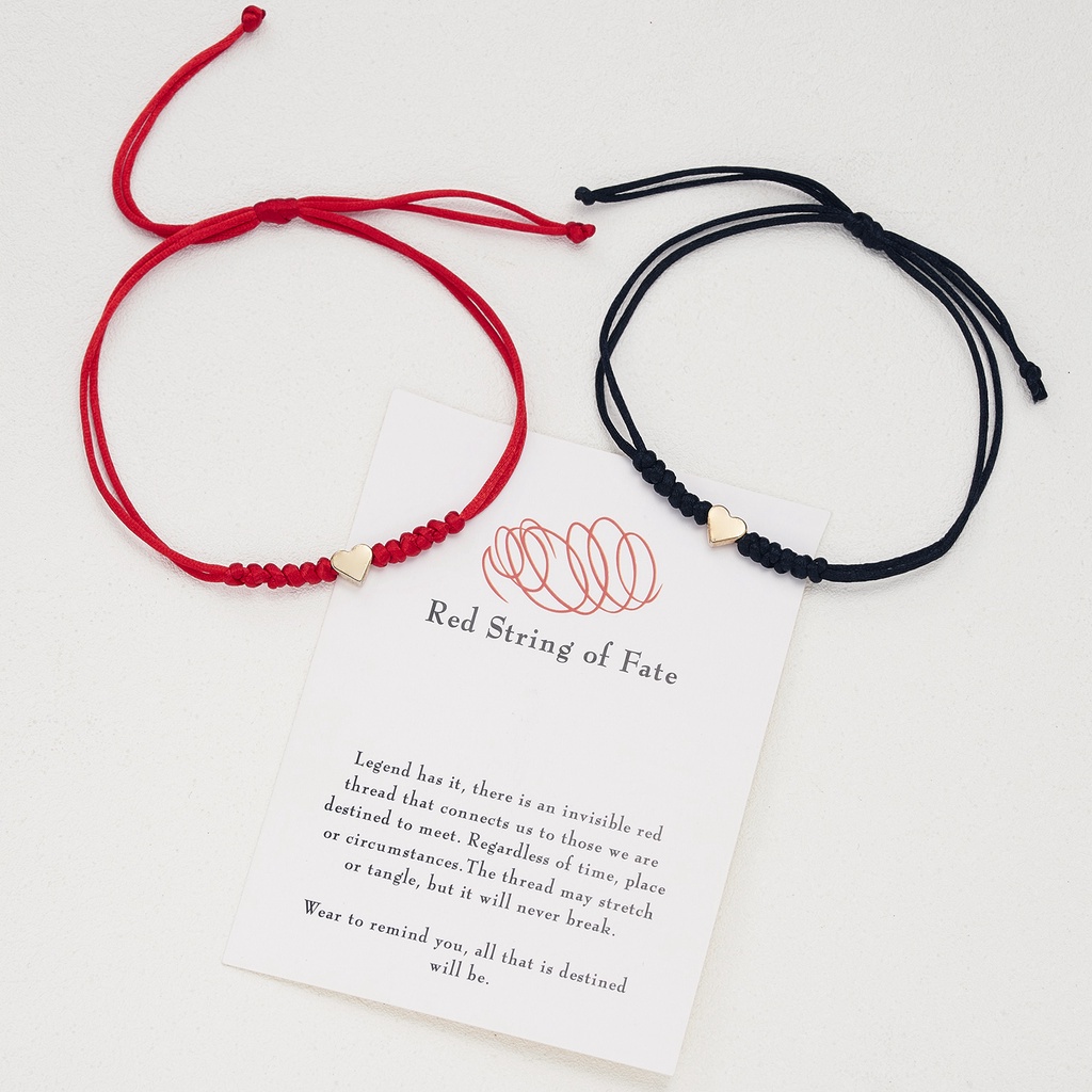 Red string of fate love 6 knots red string lucky friendship weaving adjustable paper card set bracelet couple gift jewelry