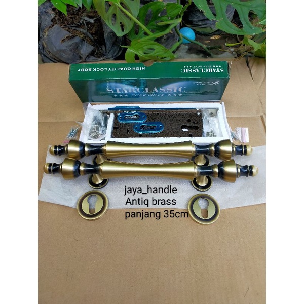 Handle Pintu Rumah Motif Dahlia UK 35 cm / Gagang Pintu Antik Kuningan / Tarikan Pintu Kuningan