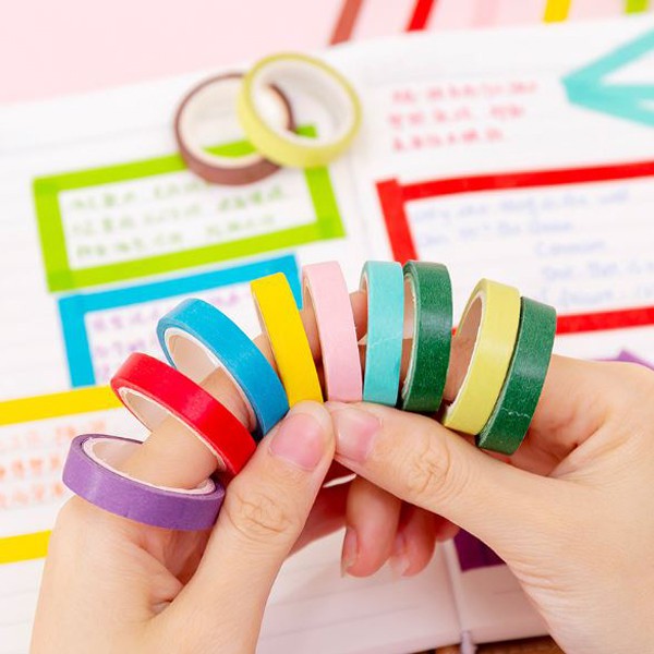 MK942 (1 SET 10 PCS) CANDY COLOR WASHI TAPE SOLATIP WARNA WARNI