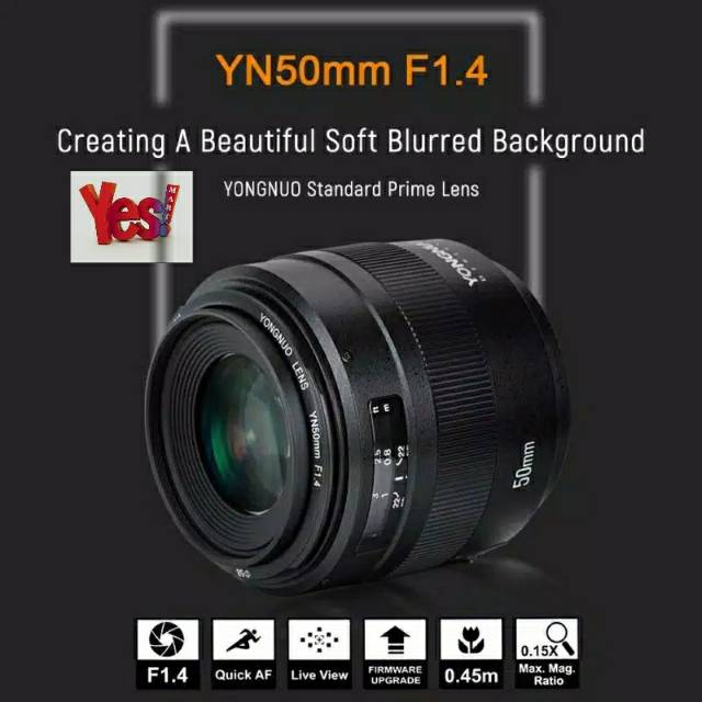 Lensa YongNuo YN50mm F1.4 for Canon / Nikon