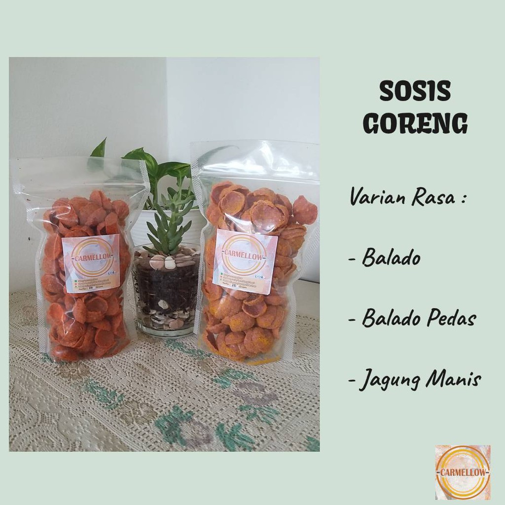 

Cemilan Sosis Goreng (SosReng) Kemasan 100 gram / Sosis Goreng Rasa Balado & Jagung Manis
