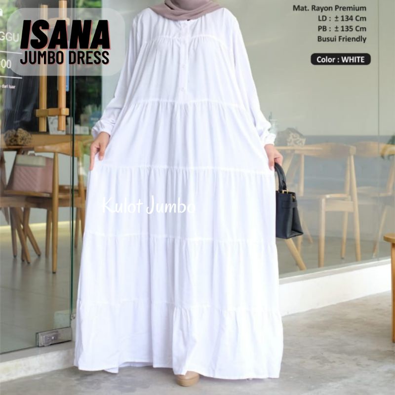 ISANA JUMBO DRESS POLOS LD 130 140 cm SUSUN LIMA BAHAN RAYON PREMIUM BUSUI FRIENDLY / GAMIS SUPER JU