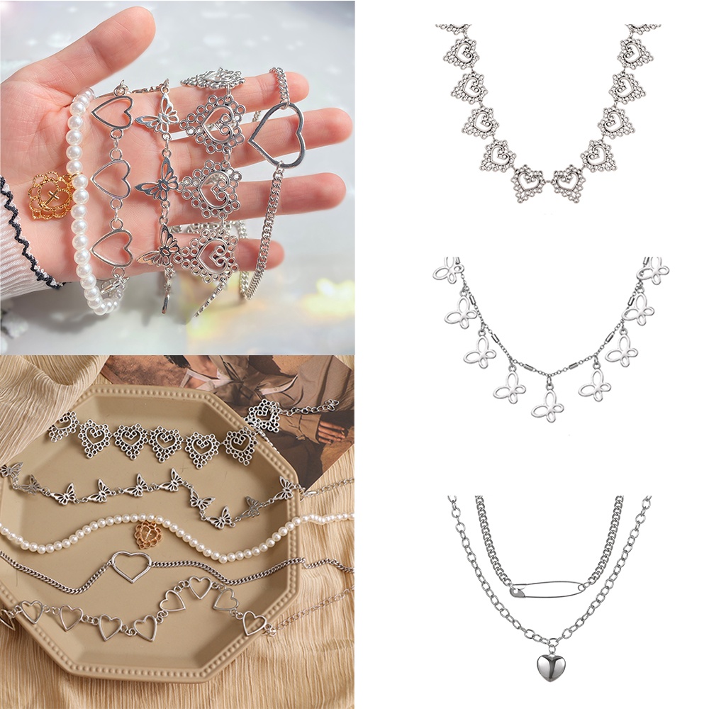 Kalung Choker Rantai Desain Hati Gaya Punk Gothik Untuk Wanita
